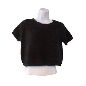 Limited vintage sweater womens M black Angora blend cropped fuzzy